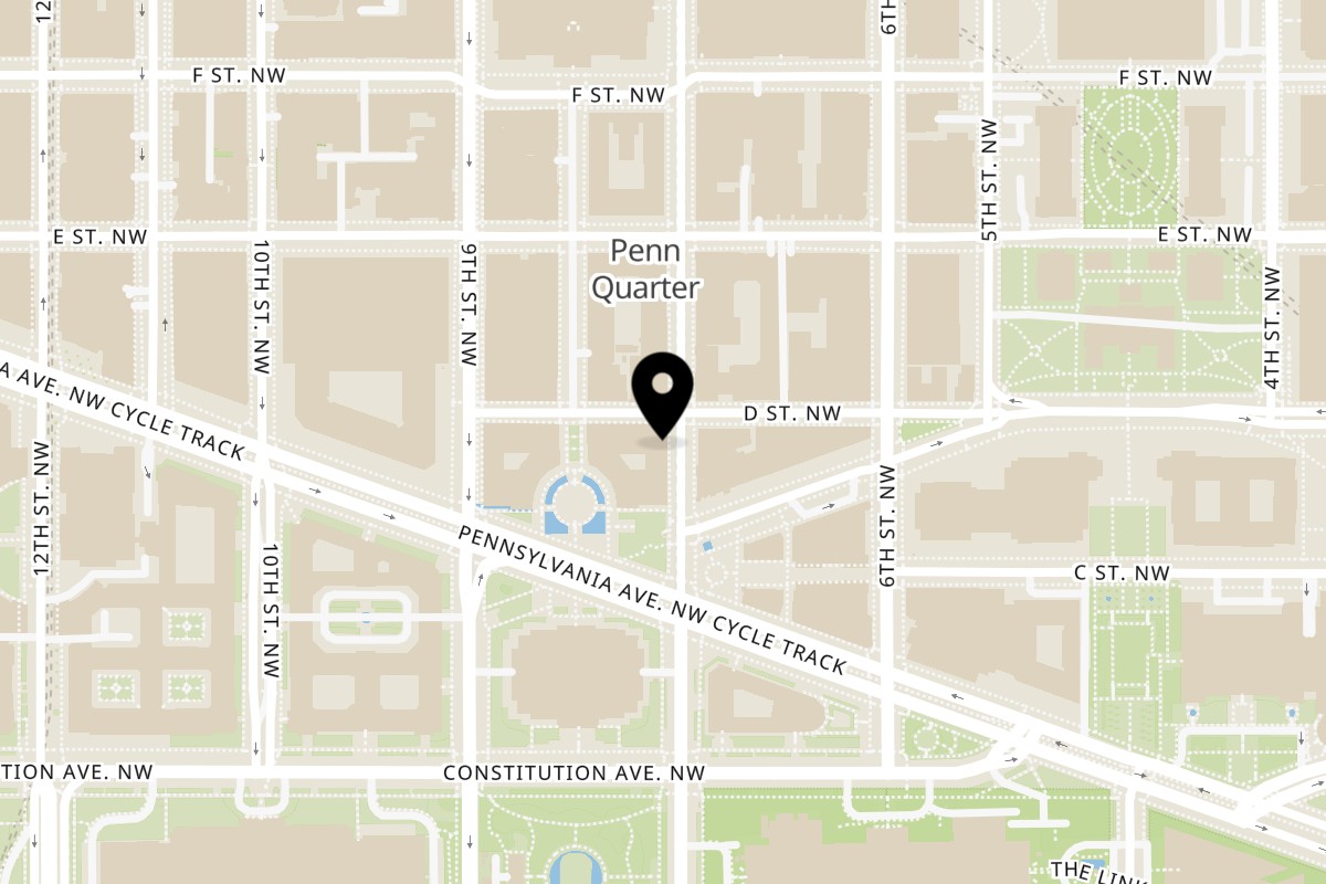 Map showing the location of Fruitive on 701 Pennsylvania Ave NW #150 in Washington